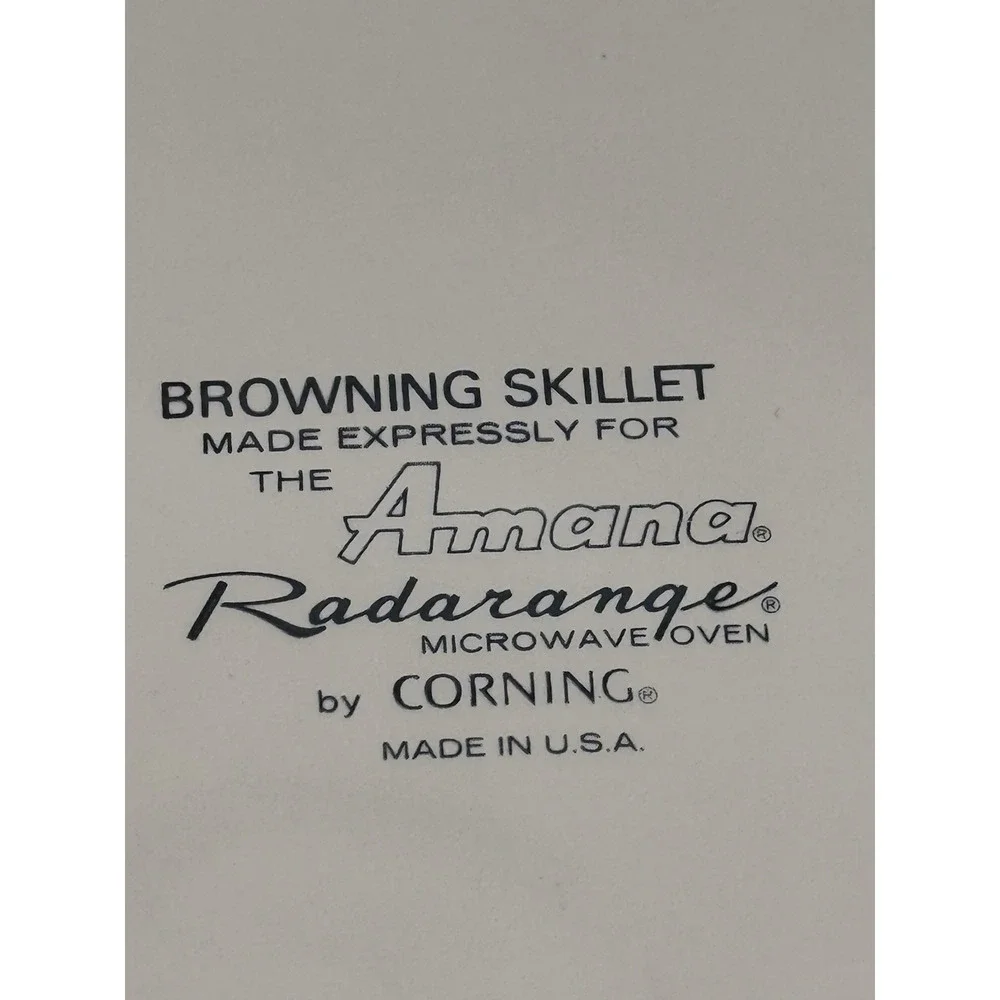 Corning Ware Browning‎ Skillet for Amana Radarange Microwave Oven w/ Pyrex Lid